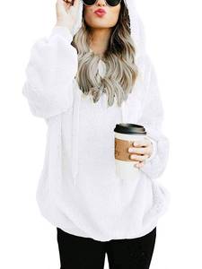 lot 1765 image: Century Star Womens Fuzzy Hoodies Pullover Sport Athletic Oversized Pockets Hooded Sweatshirt Fleece Hoodies White Medium - Retail $32