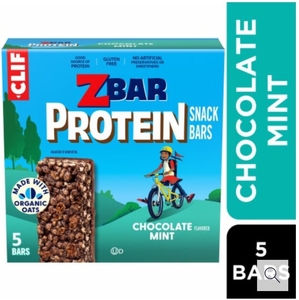 lot 1778 image: CLIF Z BARS CHOCOLATE MINT WHOLE GRAIN PROTEIN SNACK BARS 5 COUNT
