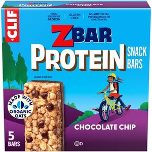 lot 1779 image: CLIF Z BARS CHOCOLATE CHIP WHOLE GRAIN PROTEIN SNACK BARS 5 COUNT