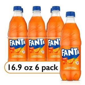 lot 1780 image: Fanta Orange Fruit Soda Pop  16.9 fl oz  6 Pack Bottles