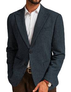 lot 1790 image: PJ PAUL JONES Mens Blazer Irish Wool Blend Two Bottom Sports Jacket Suit Tweed Herringbone Sport Coat Navy Blue M - Retail $66