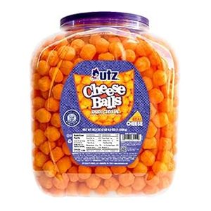 lot 1798 image: Utz Cheese Balls Barrel, Tasty Snack Baked with Real Cheddar Cheese, Delightfully Poppable Party Snack, Gluten, Cholesterol and Trans-Fat Free, Kosher Certified, 36.5 Oz