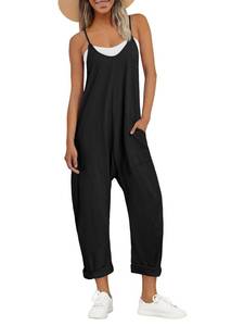 lot 1804 image: AUTOMET Jumpsuits for Women Summer Cruise Outfits Rompers Beach Vacation Trendy Overalls Jumpers Cami Blackless Dress Spring Fashion Maternity Clothes 2026 Black M - Retail $29