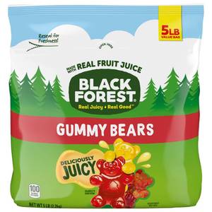 lot 1818 image: Black Forest Gummy Bears Candy, Made With Real Fruit Juice, Resealable 5-Pound Bulk Bag