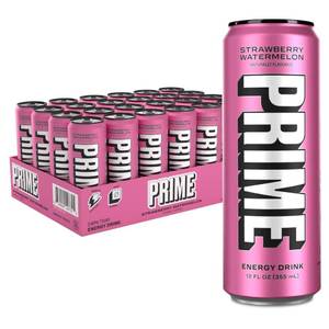 lot 1822 image: PRIME Energy STRAWBERRY WATERMELON  Zero Sugar Energy Drink  200mg Caffeine with 355mg of Electrolytes and Coconut Water for Hydration Vegan  Gluten Free 12 Fluid Ounce  24 Pack