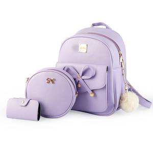 lot 1829 image: Aogist Mini Leather Backpack Purse 3-Pieces Fashion Bowknot Zipper Bags Cute Casual Travel Daypacks for Women (Purple)