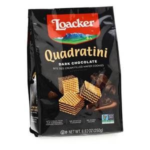 lot 1835 image: QUADRATINI DARK CHOCOLATE BITE SIZE WAFER COOKIES, DARK CHOCOLATE 8.82OZ