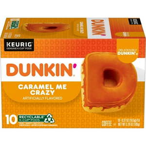 lot 1842 image: Dunkin Caramel Me Crazy Coffee  Keurig K-Cup Pods  10 Count Box