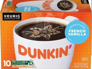 lot 1849 image: Dunkin French Vanilla Artificially Flavored Coffee  Keurig K Cup Pods  10 Count Box