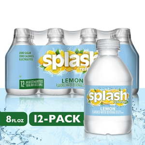 lot 1857 image: Splash Refresher Lemon Flavored Water  8 fl oz  12 Pack BEST BY 06-30-2026