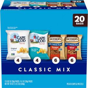lot 1877 image: Snyders of Hanover and Cape Cod Classic Mix Variety Pack, 20 Count Snack Bags