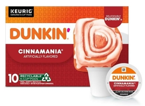 lot 1908 image: Dunkin Cinnamania Coffee  10 K-Cup Pods for Keurig Coffee Makers