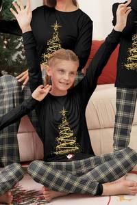 lot 1915 image: Rnxrbb 2025 Christmas Pajamas Christmas Pjs Xmas Sleepwear Kids,Gold Tree Fireworkr 120(8T)