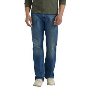 lot 1922 image: Wrangler Authentics Mens Relaxed Fit Boot Cut Jean, Medium Indigo, 32W x 32L - Retail $30
