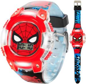 lot 1957 image: Marvel Spider-Man Kids Digital LCD Watch with Light-Up Bezel, Easy-Read Display, and Adjustable Strap Fun Digital Watch for Boys &amp Girls Fits Wrists 5.5-8 Includes Collectible Tin Box