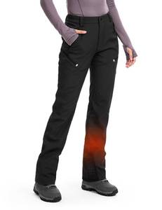 lot 1967 image: Moosehill Womens Ski Snow Pants Waterproof Fleece Lined Insulated Softshell for Outdoor Hiking Snowboarding Winter Thermal Windproof with 5 Pockets (Black, 8 Short) - Retail $39