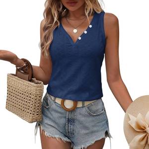 lot 1977 image: Womens V-Neck Sleeve Blouse - Casual Loose Fit Tunic Top with Embroidery Detail, Dressy Elegant Shirt for Women (Blue,Medium)