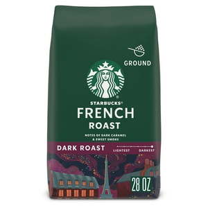 lot 1988 image: Starbucks French Roast  Flavored Ground Coffee  Dark Roast Hot or Iced Coffee  28 oz