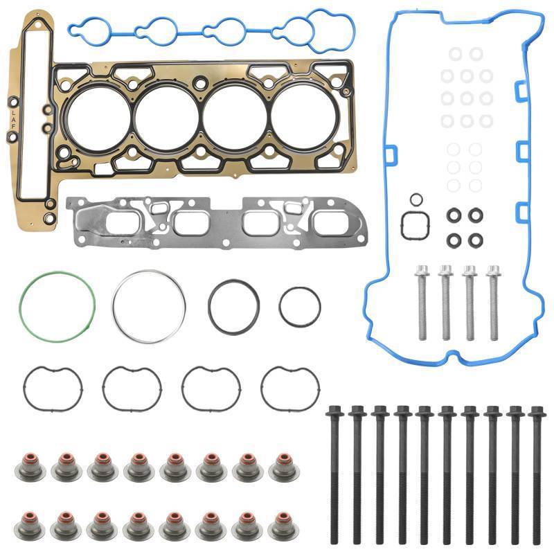 lot 1303 image: Engine Head Gasket Set Cylinder Head Bolts Compatible with Chevy Buick GMC Vehicle Captiva Equinox Malibu Orlando Regal Lacrosse Verano Terrain 2010-2017 2.4L 2384CC 145CID L4 DOHC Replace# HS26517PT - Retail $69
