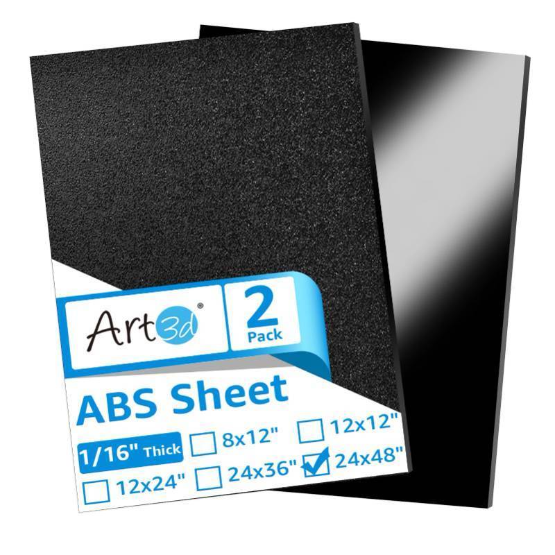lot 1319 image: Art3d ABS Plastic Sheets 116 Inch Thick 24x48, 2 Pack - Thermoform Two-Sided Rigid ABS Sheet (Textured Plastic Front & Smooth Back) - Retail $46