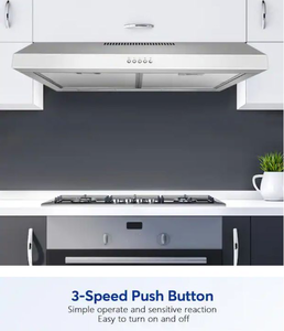 lot 1322 image: 29.5 in. 600 CFM Convertible Under Cabinet Range Hood in Stainless Steel with 2 Charcoal Filters and 2 LED Lights, Retail $198 - Retail $198