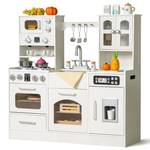 Wooden Play Kitchen for Toddlers and Kids with Lights & Sounds, Large Interactive Pretend Play Set with Ice Maker, Stove, Sink, Oven, 12 Accessories - Ages 3-8 - Retail: $135