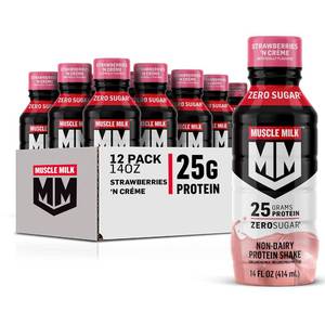 Muscle Milk Genuine Protein Shake, Strawberries 'N Creme, 25g Protein, 14 Fl Oz, 12 Pack