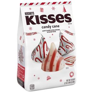 lot 2502 image: Hersheys Kisses Christmas Candy Cane Flavored Candy Bulk Bag - 34.88oz