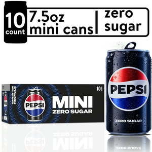 lot 2532 image: Pepsi Cola Zero Sugar Soda Pop  7.5 fl oz  10 Pack Mini Cans