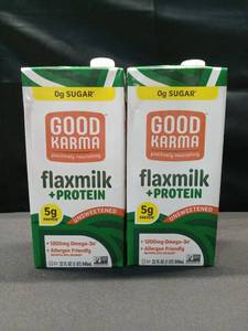 lot 2549 image: 2 pk Good Karma UNSWEETENED FLAXMILK plus Protein 32 Oz