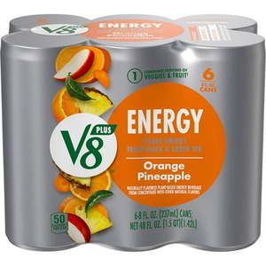 lot 2554 image: V8 ENERGY Orange Pineapple Energy Drink - 6pk8 fl oz Cans