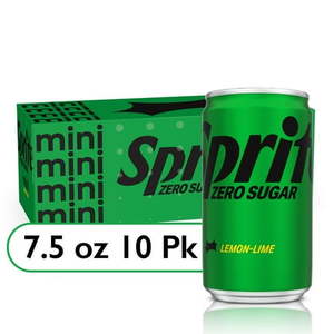 lot 2560 image: Sprite Diet Zero Sugar Lemon Lime Mini Soda Pop Soft Drink  7.5 fl oz  10 Pack Cans