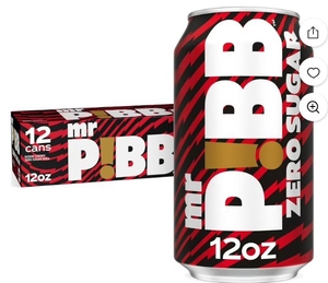 lot 2572 image: Mr. Pibb Zero Sugar Cherry Soda Pop Fridge Pack Cans, 12 fl oz, 12 Pack