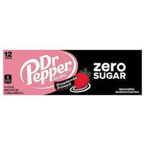 lot 2578 image: Dr Pepper Zero Sugar Strawberries and Cream Soda Pop  12 fl oz  12 Pack Cans