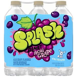 lot 2617 image: SPLASH NATURAL WATER BEVERAGE ACAI GRAPE FLAVOR 6-16 OZ BOTTLES