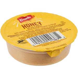 lot 2664 image: Frenchs Honey Mustard, Single-Serve Dip Cups, Sweet and Tangy Mustard, Made with Real Honey, For Takeaway and Dine-In Service, 1.5 fl oz (Pack of 100)