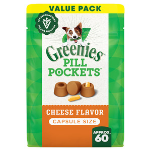 lot 2723 image: Greenies Pill Pockets For Dogs Pill Maskers Size Cheese Dry Soft Treats For Dogs  15.8 Oz. Pouch (60 Treats)