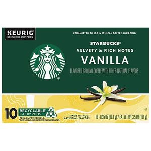 lot 2746 image: Starbucks Vanilla Flavored Coffee K-Cup Pods  Blonde Roast  Coffee Pods for Keurig Brewers  1 Box (10 Pods)