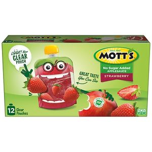 lot 2792 image: MOTTS UNSWEETENED APPLESAUCE STRAWBERRY FLAVOR 12 POUCHES