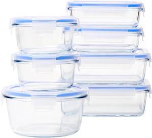 lot 803 image: Amazon Basics Leak-Proof Glass Food Storage, 14-Piece Set