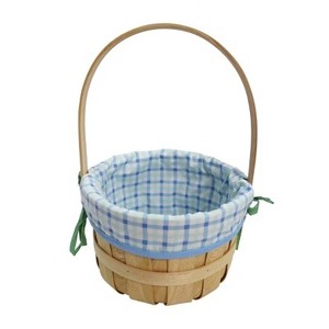 lot 882 image: 9 Chipwood with Liner Easter Basket Cool Blue Plaid - Spritz