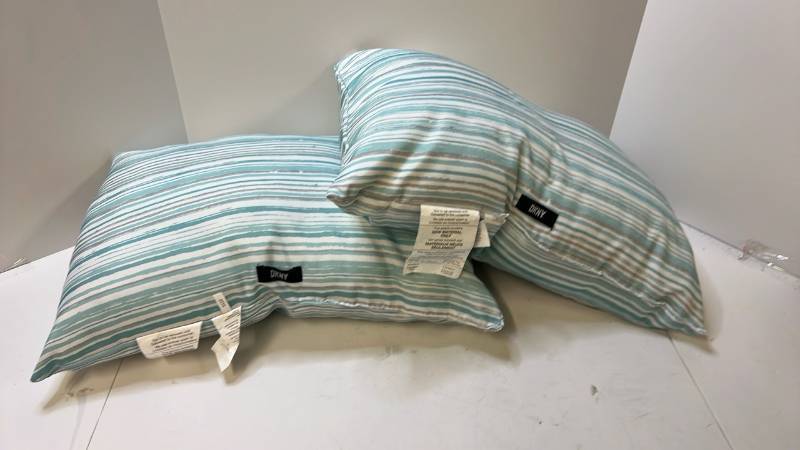 lot 168177 image: DKNY Striped Throw Pillows Set - Retail $35