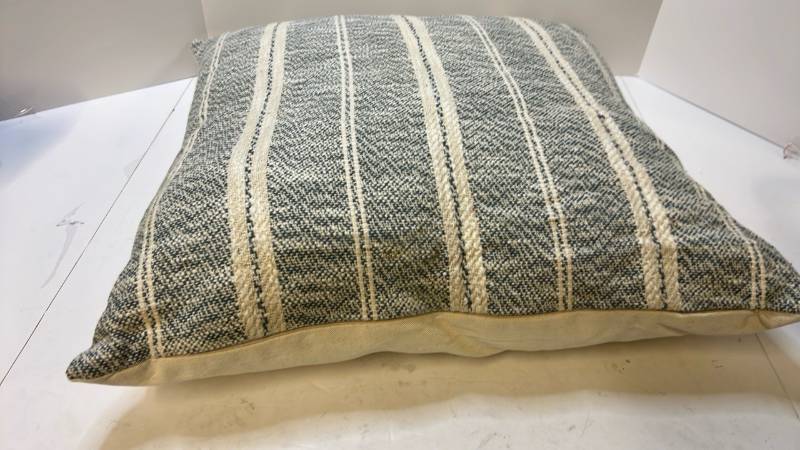 lot 168294 image: Striped Gray and Cream Decorative Pillow - Retail $25
