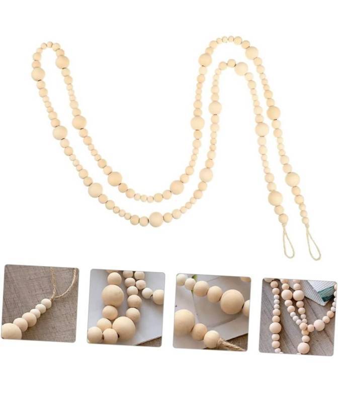 lot 169637 image: Natural Wood Bead Garland 1pcs - Retail $10