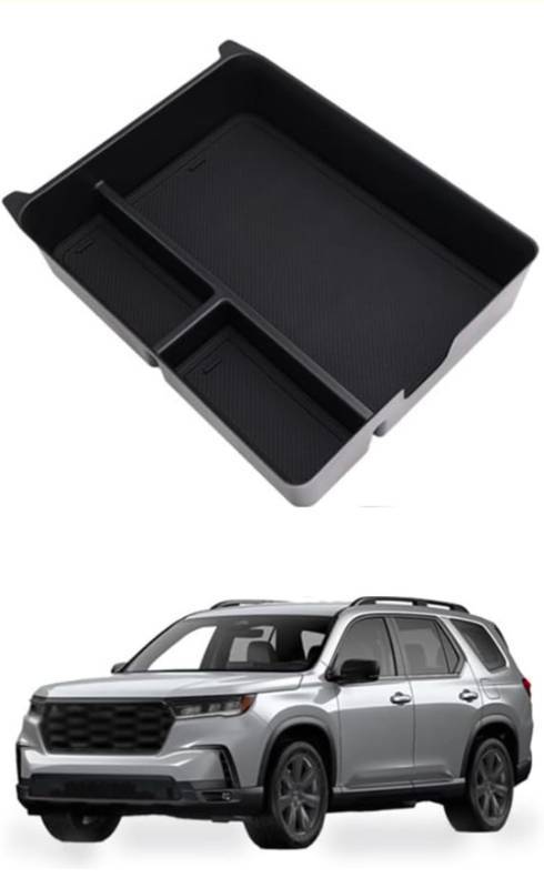 lot 169659 image: Center Console Organizer Tray for Honda Pilot 2023 2024 2025, Central Control Armrest Box Storage Box Interior Accessories Storage Box,Black - Retail $25