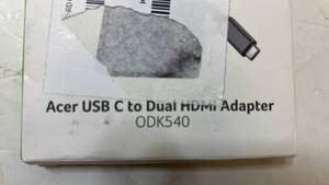 lot 68378 image: Acer USB-C to Dual HDMI Adapter ODK540 - Retail $45