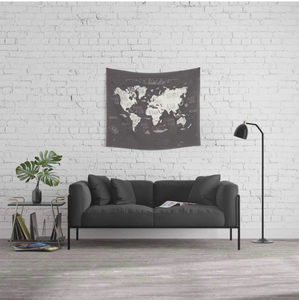 lot 68425 image: World Map Wall Tapestry  - Retail $10