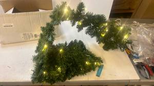 lot 68465 image: Pre-lit Artificial 9 Foot Garland - Retail $25