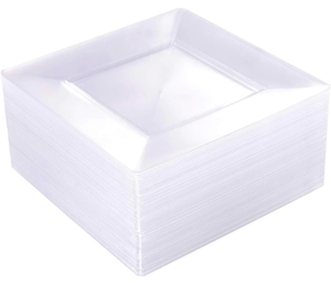 lot 68511 image: Clear Square Plastic Plates - Retail $40