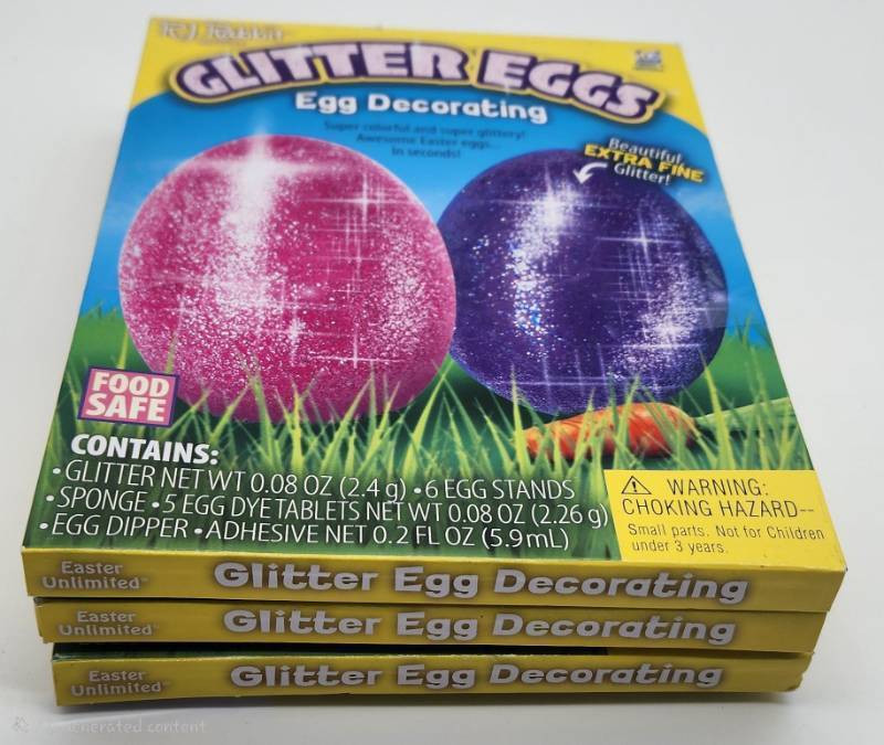 lot 67901 image: Easter Unlimited Glitter Eggs Decorating Kit - 3 Pack Bundle - Retail $9